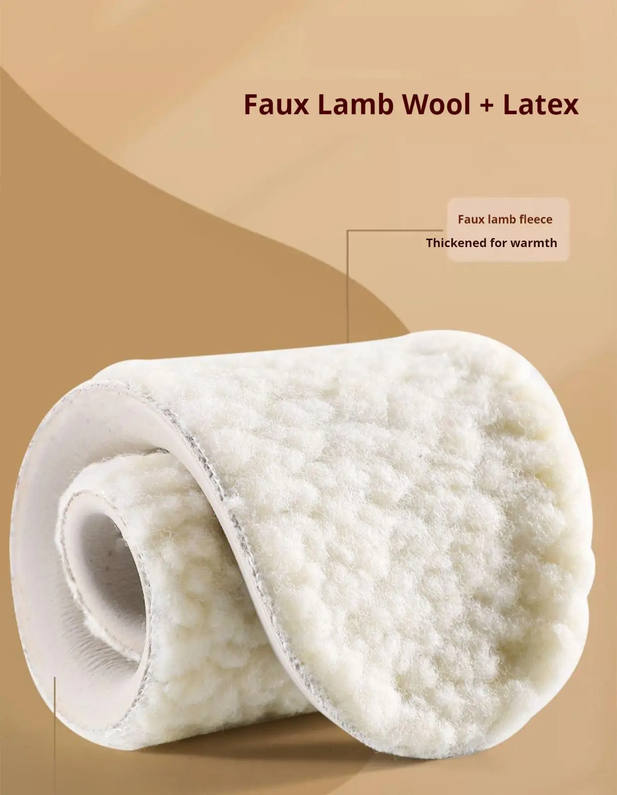 Unisex-Latex-Lammwoll-Einlegesohlen, Baumwollschuhe, Winter-Wärme-Einlegesohlen, weiche Schuhsohle, dicke, plüschige, stoßdämpfende Schuhpolster, 1 Paar. – Detail 4