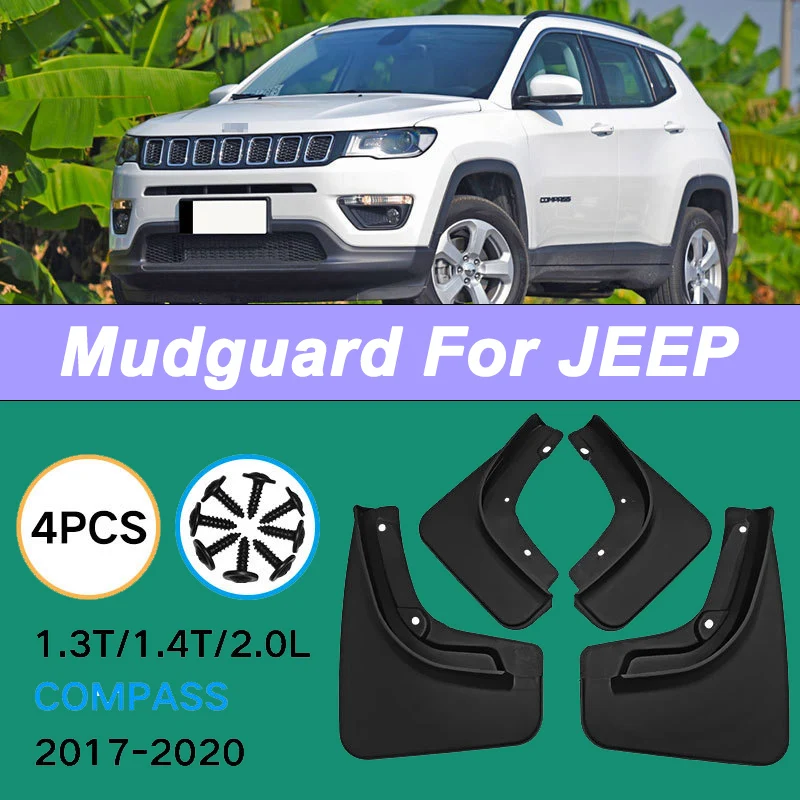 

For JEEP Compass 1.3T/1.4T/2.0L 2017-2020 Automotive Mudguard Waterproof Prevent Mud Splashing Car Mud Flaps 4pcs Accessories