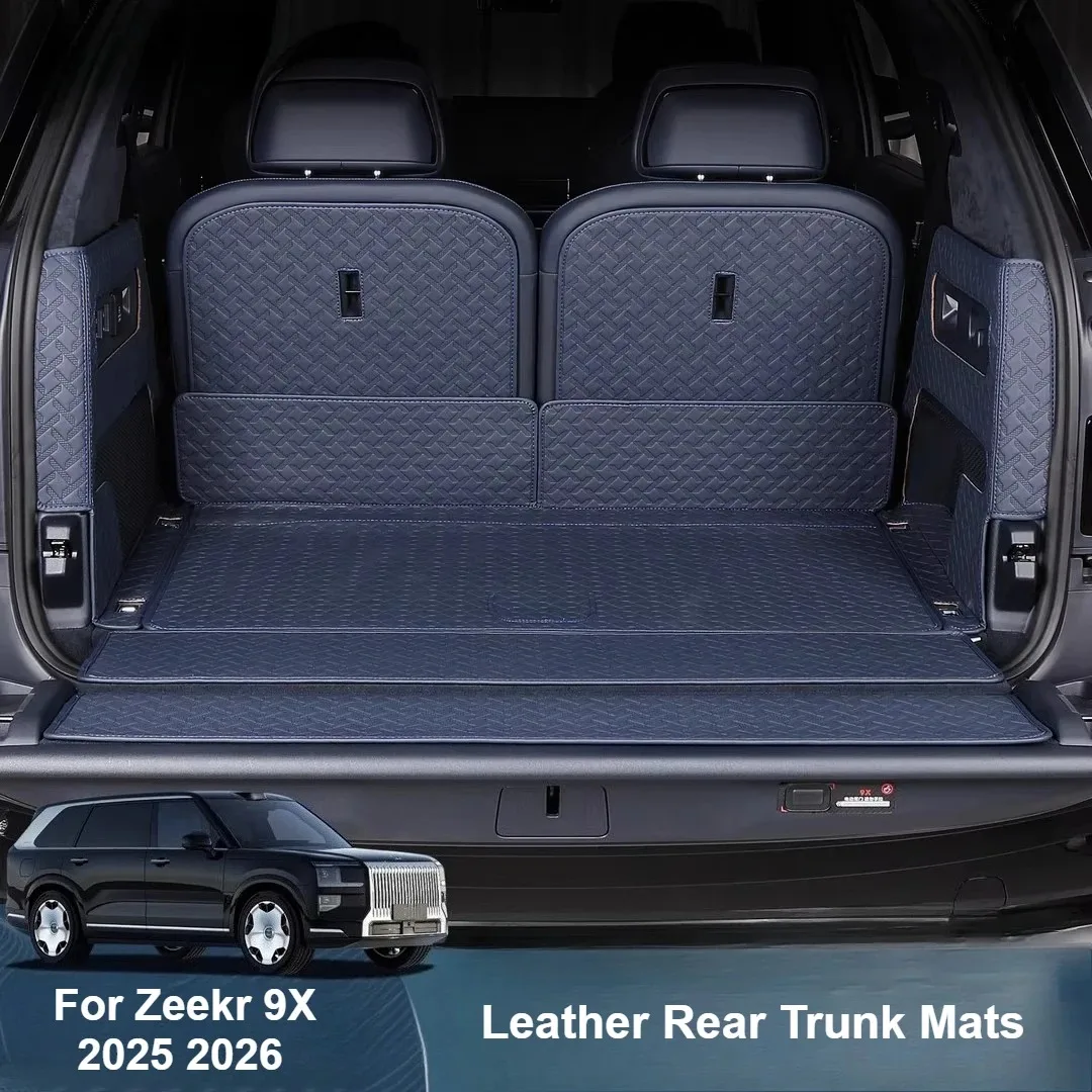 For Zeekr 9X 2025 2026 Rear Trunk Mats Leather Waterproof Fully Enclosed Cargo Liner Seatback Protective Pad Accessories