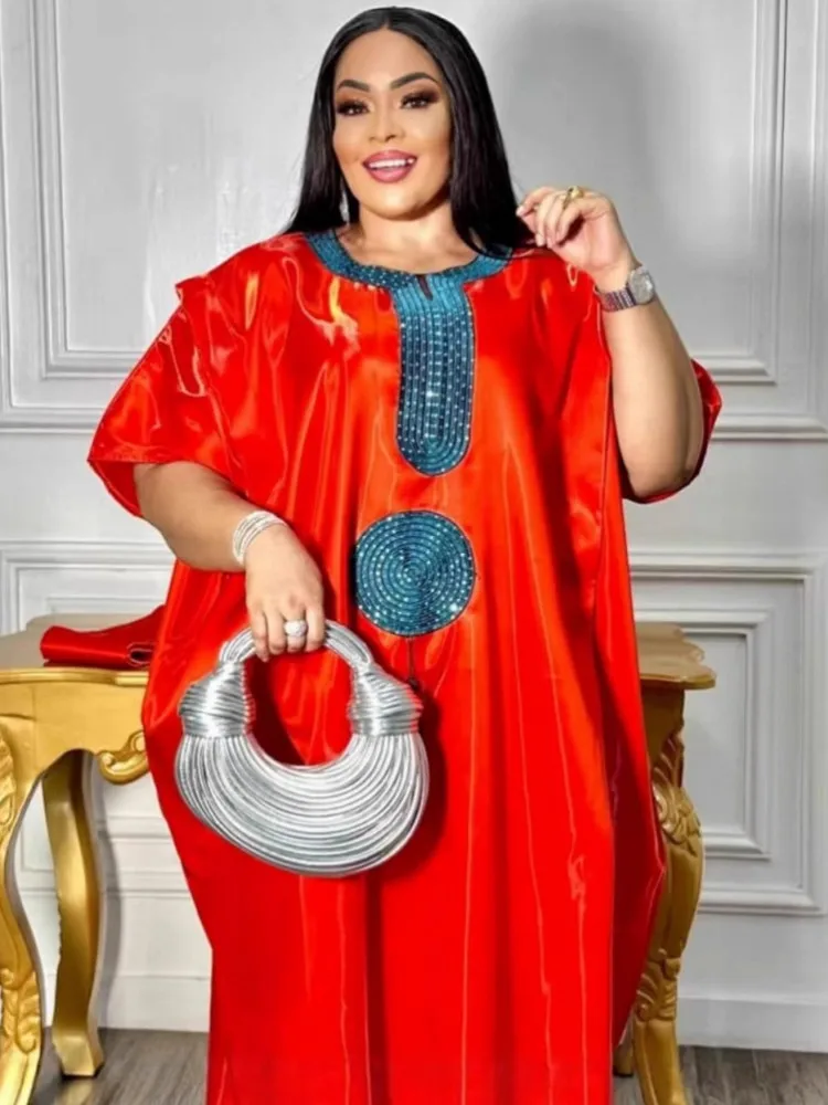 

African Dresses For Women Elegant Polyester 2025 New Muslim Fashion Abayas Dashiki Robe Kaftan Maxi Dress Turkish Africa
