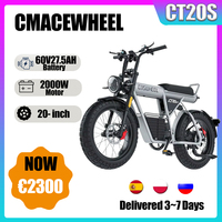 CT20S Electric Bicycle 1500W Powerful Motor 60V27.5AH Lithium Battery Hydraulic Brake E-bike 20*5.0 Fat Tire Snow Electric Bike