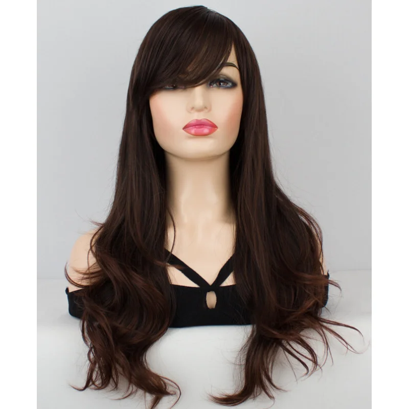 

Women Wig Long Curly Wig Ladies Full Hair Wig Brown Wigs+Wig Cap