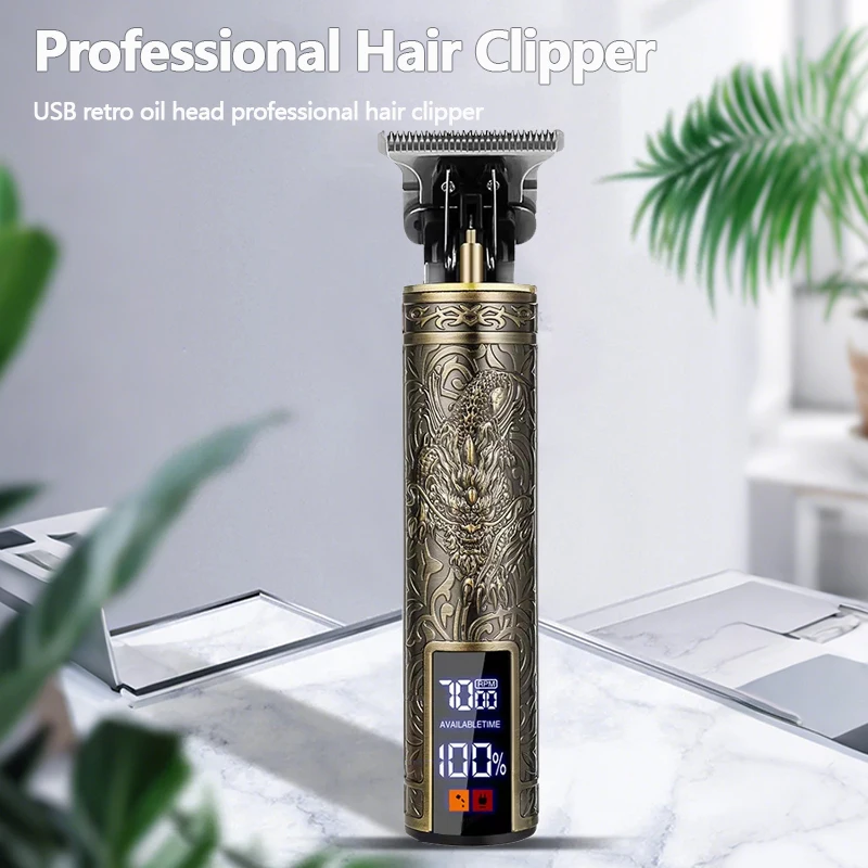 

Electric T9 Vintage Hair Clipper For Mens Professional Carving USB Rechargeable Beard Hair Trimmer Boyfriend Father Friend Gift