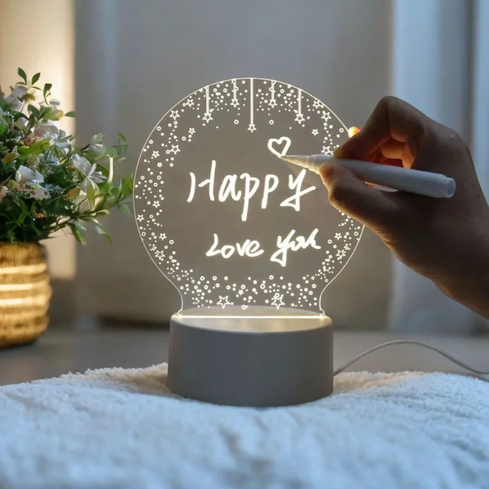 D Light Board Lamp - Enhance Your Desk and Bedroom with this Decorative and Rewritable LED Light Board Lamp - Easily Create Illu