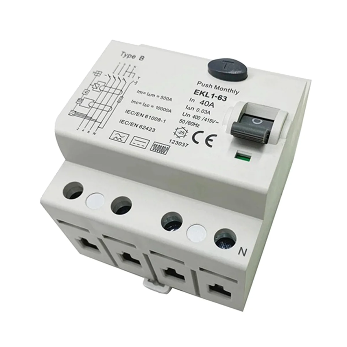 

Type B RCCB Residual Current Circuit Breaker 10KA 4 Pole 40A 30MA RCD Type B RCD Leakage ELCB EKL1-63