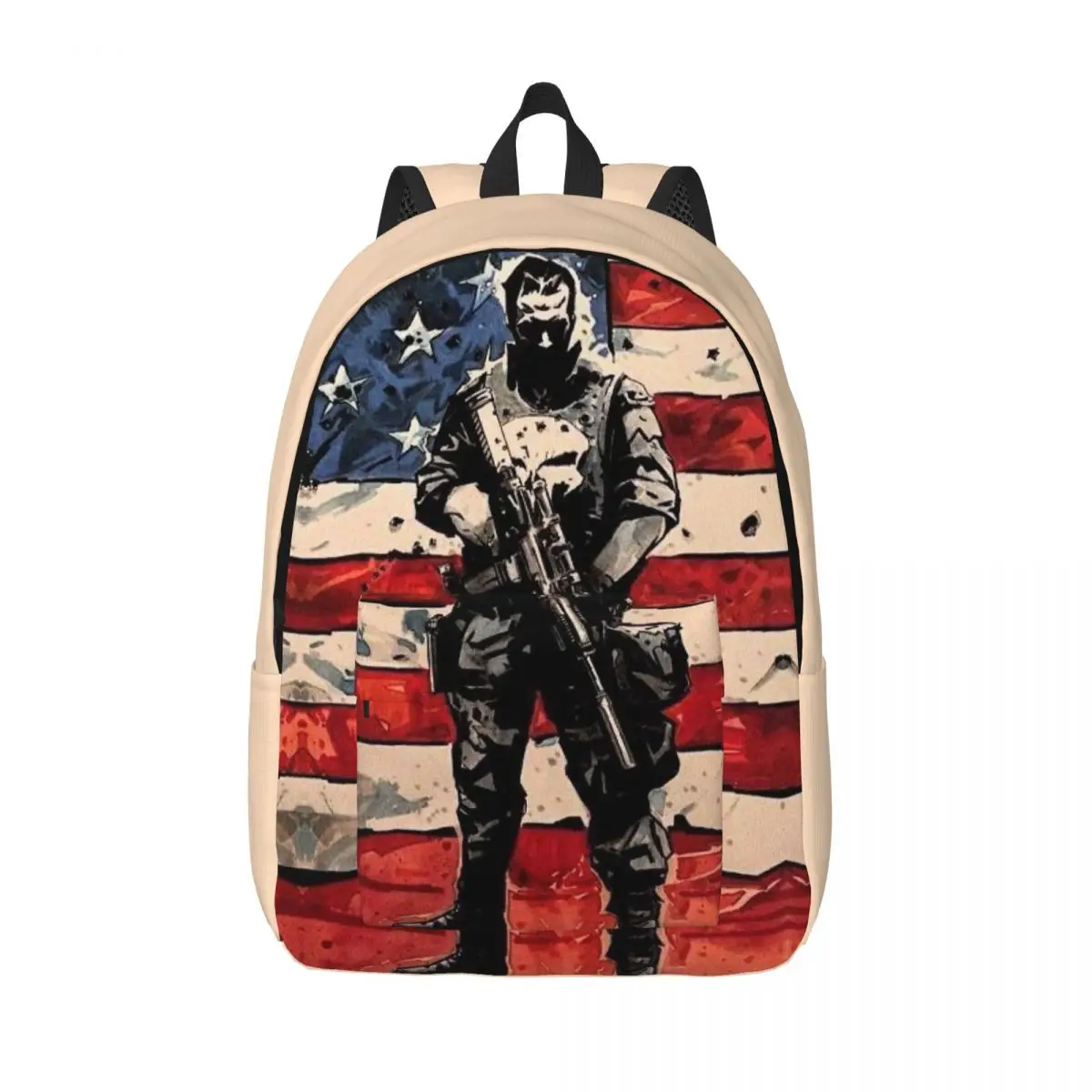 Custom The Punisher Wallpapers Canvas Backpack for Men Women Water Resistant School College Bag Print Bookbag