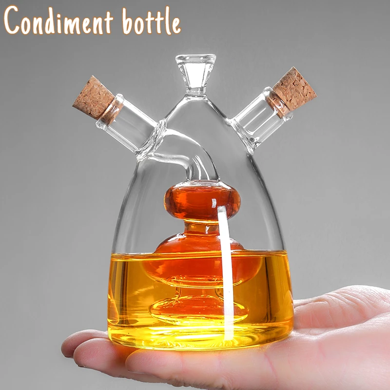 

Creative Oil Pot Double Glass Soy Sauce Vinegar Bottle Two-in-one Seasoning Bottle Kitchen Household Seasoning Pot Interesting