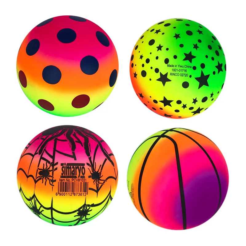 Rainbow Ball Indoor and outdoor racket ball Inflatable leather ball Flower colored ball Multiple colored patterns 2pcs