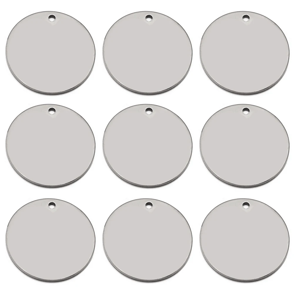 NONE Round Stainless Steel Charm Blank 3
