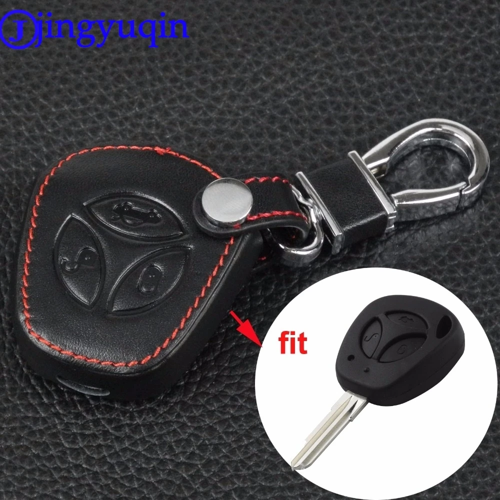 jingyuqin Remote 3 Buttons Leather Car Key Bag Case Cover For Lada Priora Sedan Sport Kalina Granta Vesta X-Ray XRay