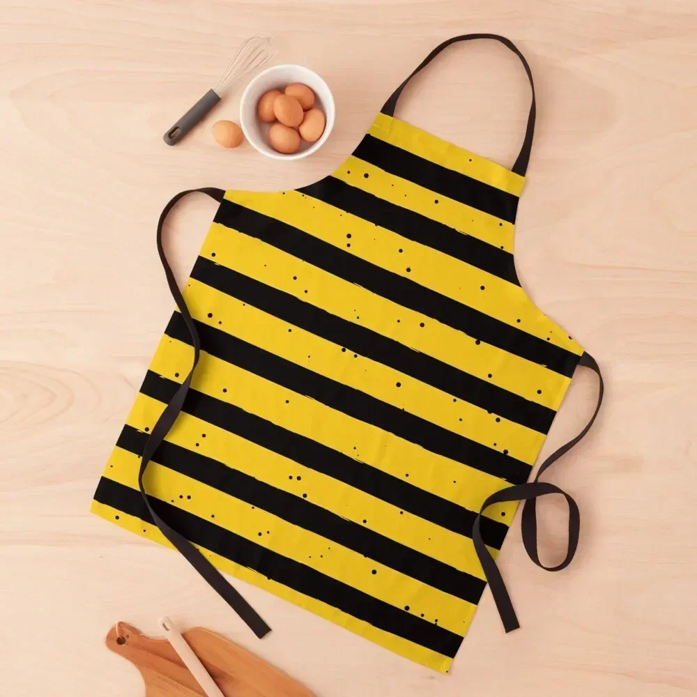 

Black Yellow Vintage Stripes Pattern Apron For Woman Men'ss Kitchen Utensils Apron