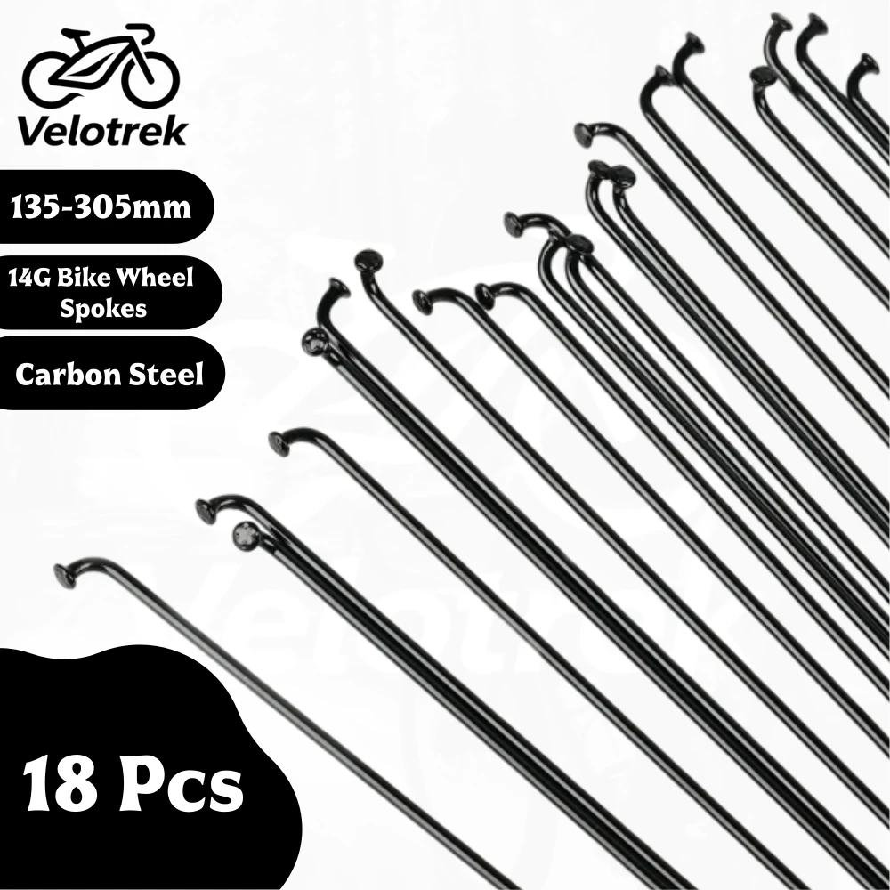 

18 шт. J-образные велосипедные спицы с сосками 14G 2,0 мм, черные стальные спицы, комплект для сборки колес для шоссейного велосипеда MTB