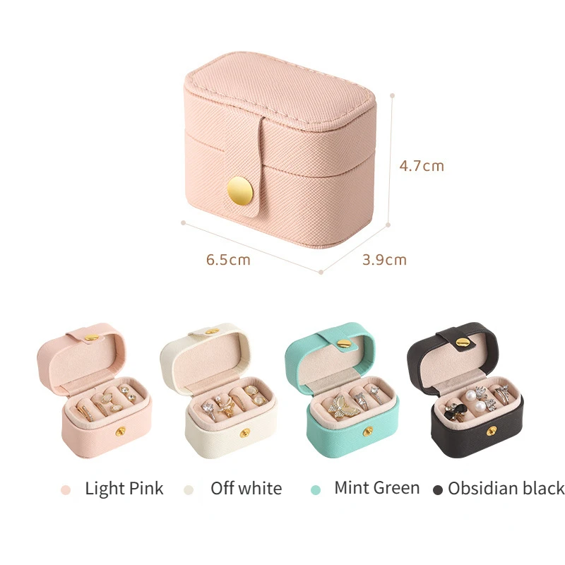 2023 Portable Mini Jewelry Box Organizer Travel Ring Earrings Holder Jewelry Display Case PU Leather Jewelry Storage Box Gifts