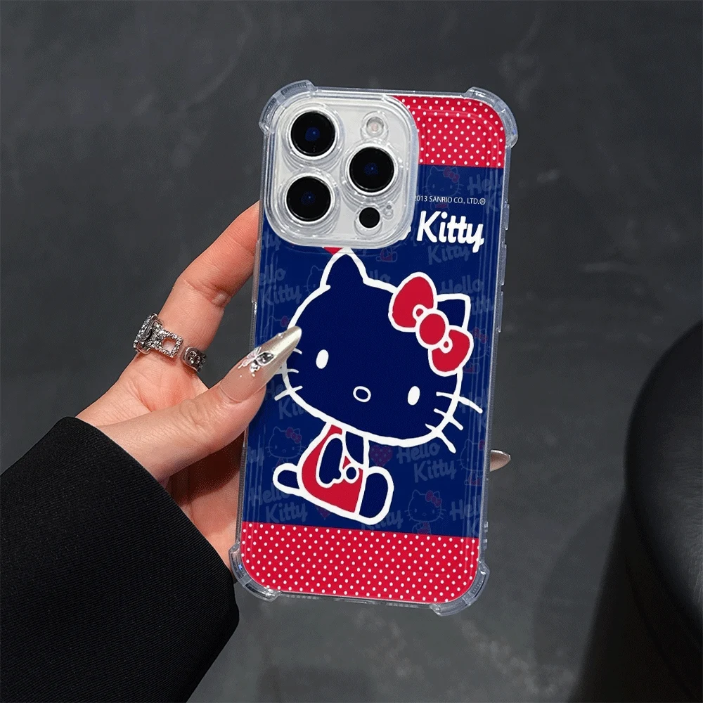 

Прозрачный чехол для телефона Hello Kitty для IPhone 16 Pro Max IPhone 16/15/14/13/12/11/x/xs/xs Max, женский мягкий чехол для телефона Sanrio KT с рисунком
