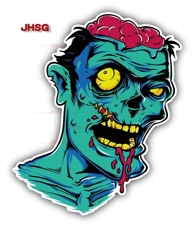 

Zombie Head Cartoon Angry Car Bumper Stickers - Car Motorcycle Helmet Skateboard Scratch Stickers - Waterproof Vinyl