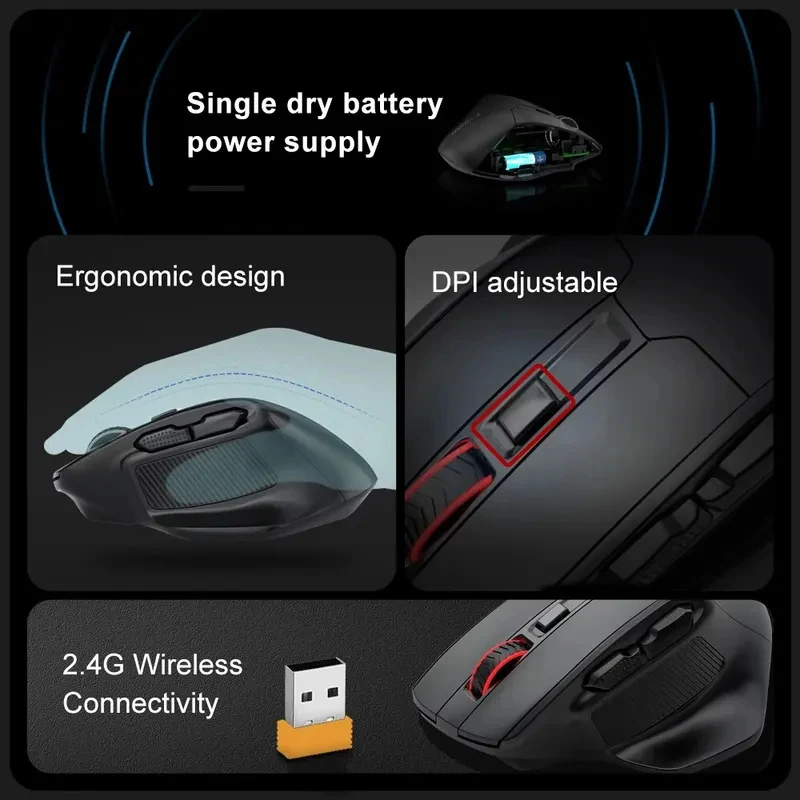 E‑Element X‑31 2.4G Wireless Mouse Ergonomic Gaming Office Mice 4800 DPI 6 Buttons USB Receiver for Desktop Laptop PC