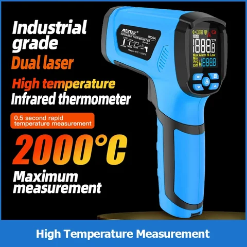 Digital Non-contact Infrared Thermometer Color Screen with K-Type Probe High-Precision Laser Temperature Meter Industrial Use