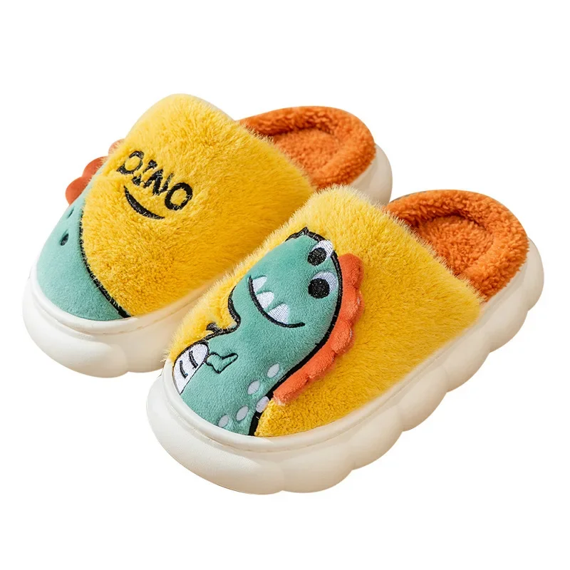 Winter Women Cotton Slippers Indoor House Men Women Couples Shoes Cute Cartoon Dinosaur Children Home Flat Casual Floor Slides