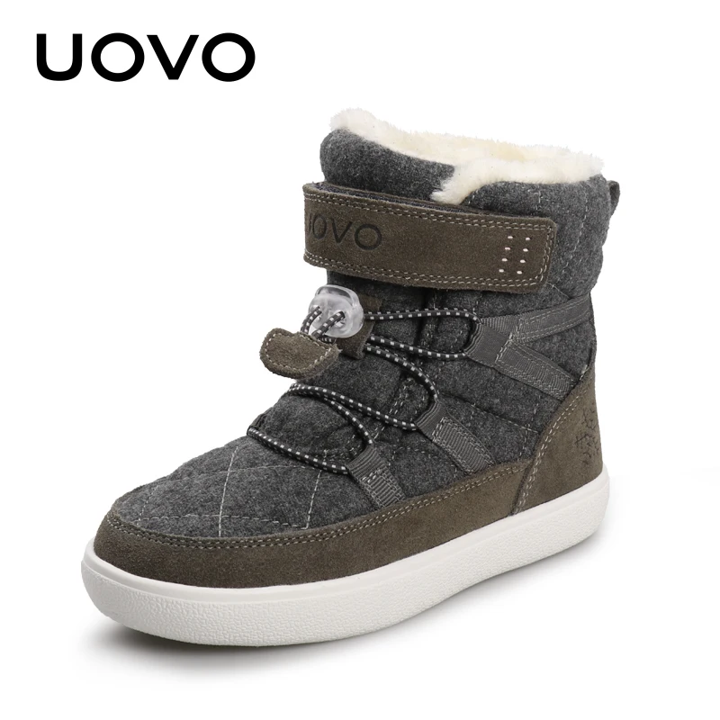 UOVO New Arrival Winter Kids Snow Fashion Children Warm Boots Girls Shoes With Plush Lining Size 28-38