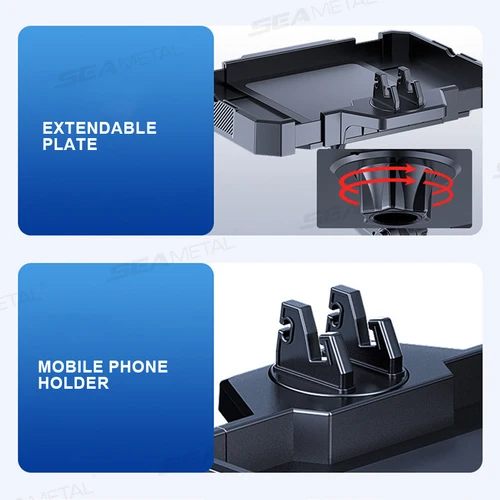 Imagen 2 del producto SEAMETAL-portavasos para coche, bandeja de expansión, bandeja multifuncional para aperitivos, soporte extensible ajustable para bebidas, plato de mesa para comida