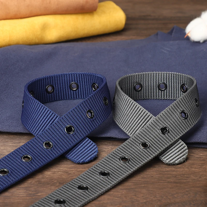 Perforated canvas belt, men\'s needle buckle belt, student youth Korean version, versatile jeans belt, outdoor, extende belt