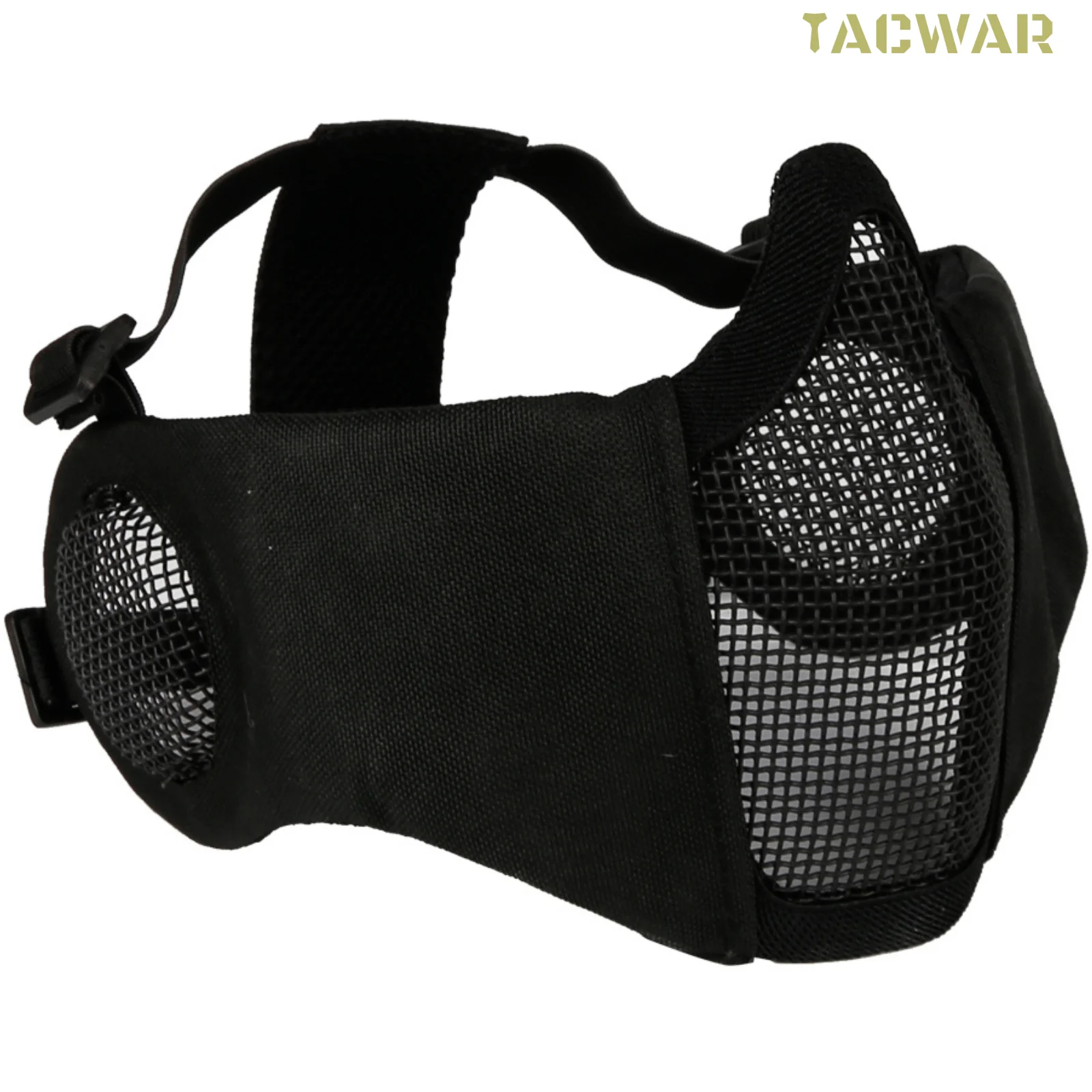 저탄소 강철 그물이 있는 에어소프트 메쉬 마스크, 사냥 슈팅 CS 코스프레를 위한 접이식 반 얼굴 귀 보호 마스크