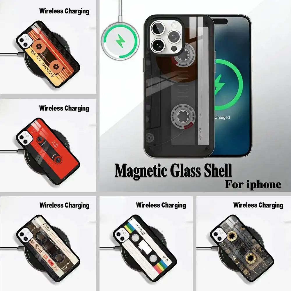 

Retro Magnetic Radio Tape For IPhone17 16 15 14 13 12 11 Plus Pro Max Plus Wireless Charger Phone Case