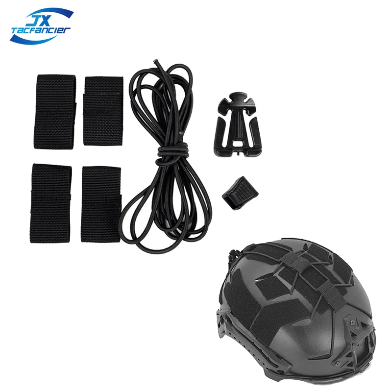 Tactical Helmet War Bungee Cord Retention Elastic Lanyard Set Kit FAST Helmet Accessories DIY Deck Set Airsoft Hunting