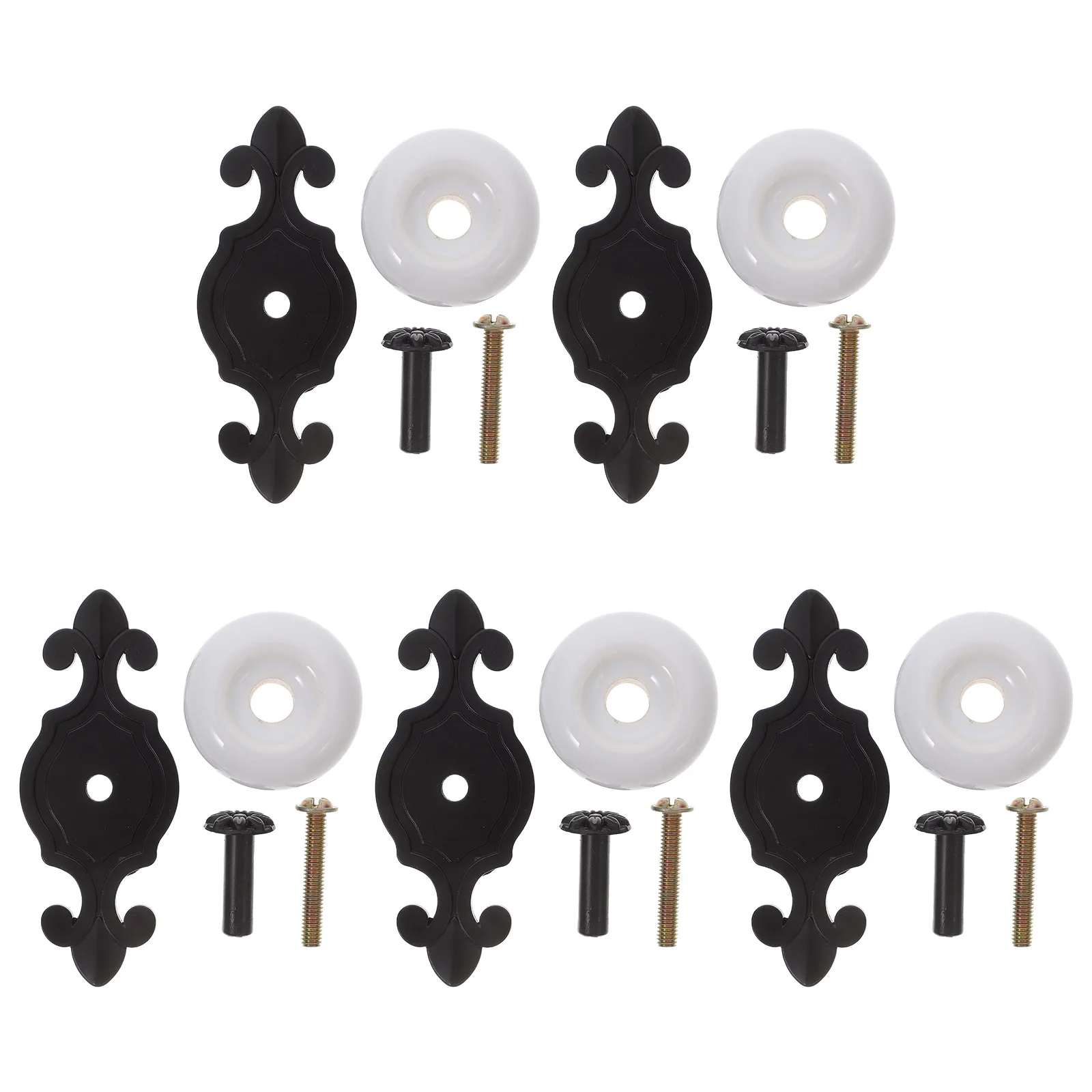 5 قطعة مقابض خزانة من البورسلين تصميم عتيق مقابض لقطع الأثاث لخزانة الملابس أجهزة الباب لوحة خلفية معدنية مريحة سهلة #1