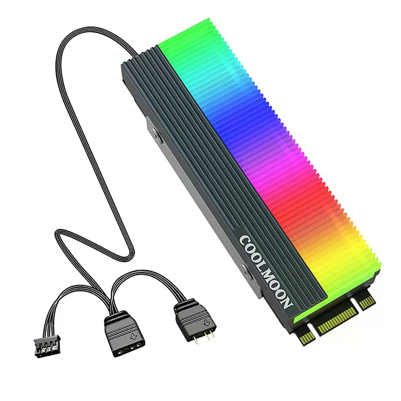 5V ARGB Sync M.2 NVMe SSD Heatsink, 2280 PC Cooler Radiator with RGB Lighting Effect