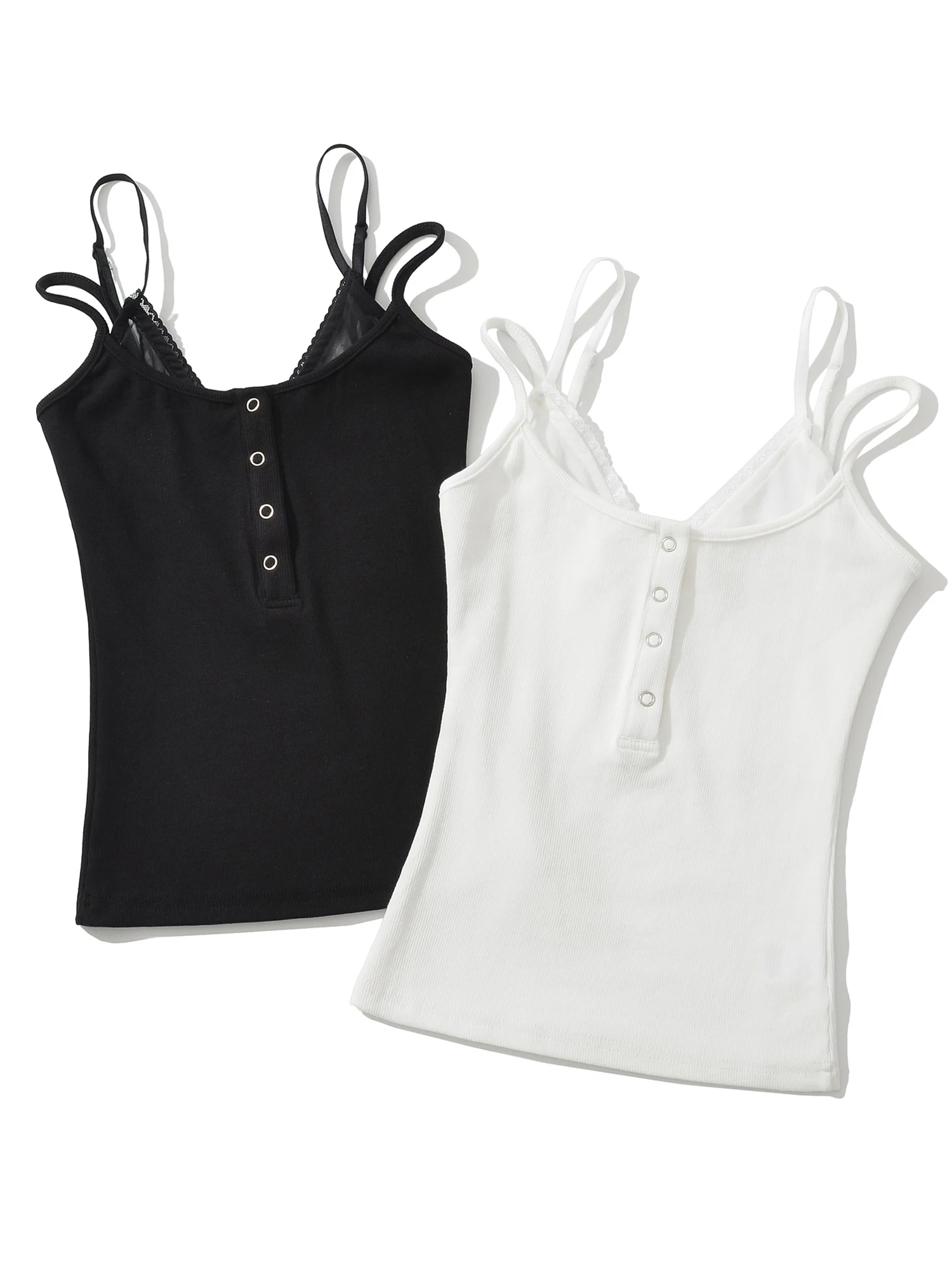 Sexy ort American Girl Sle Button Lace Trim Vest Henry Falso in due pezzi Strapl Pure Desire Streetwear per le donne