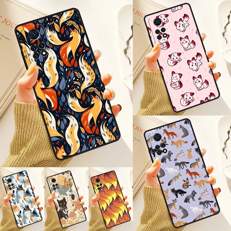 Abstract-Fox-Pattern Case For Samsung Galaxy S24 Plus S23 S20 S21FE Lite S22 Ultra Note 20 S8 S9 S10 Phone Coque