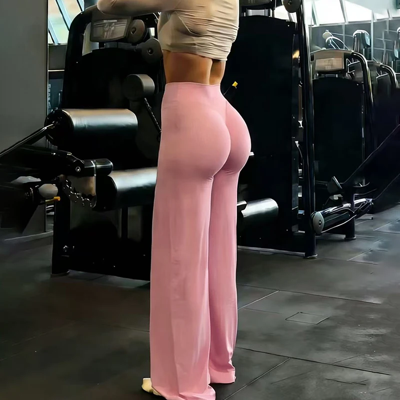 Gym-Workout-Leggings mit weitem Bein, ultraweiche Yogahose für Damen, hochelastische, formgebende Bein-Workout-Hose, schlankmachende Hose mit geradem Bein