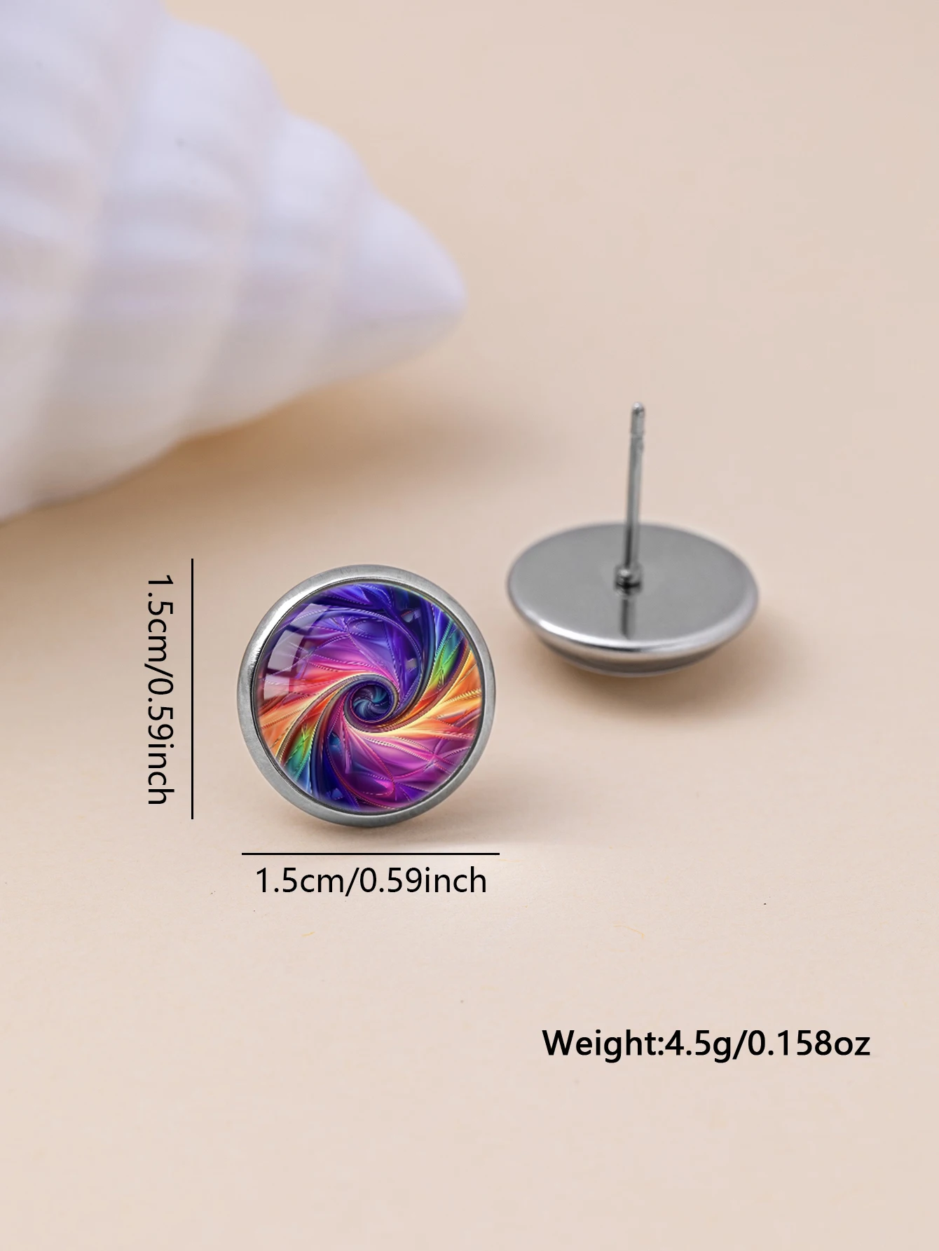 1 Pair of Colorful Swirl Pattern 316 Stainless Steel Earrings, Simple and Classic Style Jewelry for Men and Women for Daily Wear and Vacation