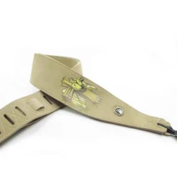 Double-Layer Leather Widened Soft Durable Cross Wing Adjustable Length Suede Guitar Strap for Classic Folk/Bass/Acoustic Guitar