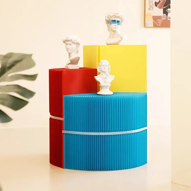 حامل عرض أسطواني متعدد الطبقات، رف عرض قسم النافذة، علبة عرض الرف، طاولة زخرفية مستديرة، ناكاجي قابلة للطي