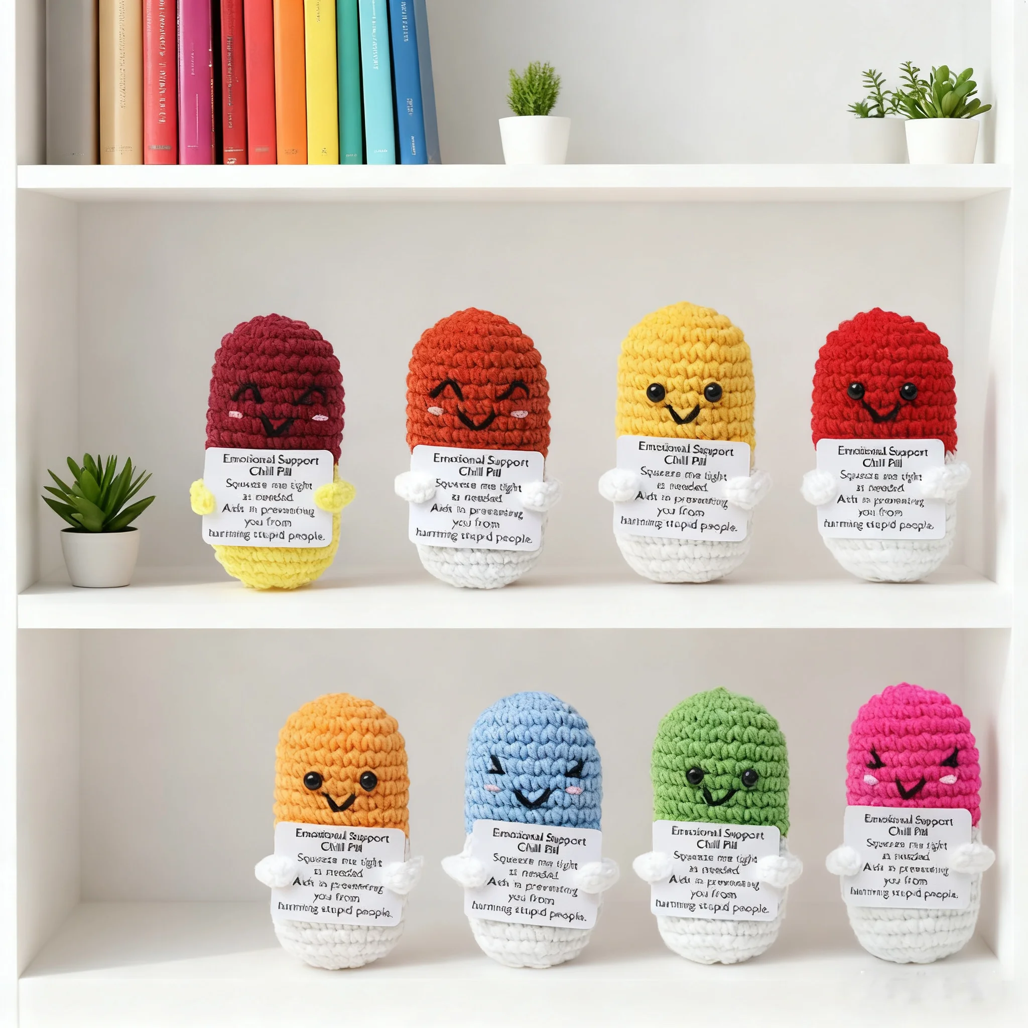 1 Stück Kapsel positive Energie Puppe Ornamente Wolle gestrickt Spielzeug handgehäkelt niedlich Heilungssystem zufälliger Absatz