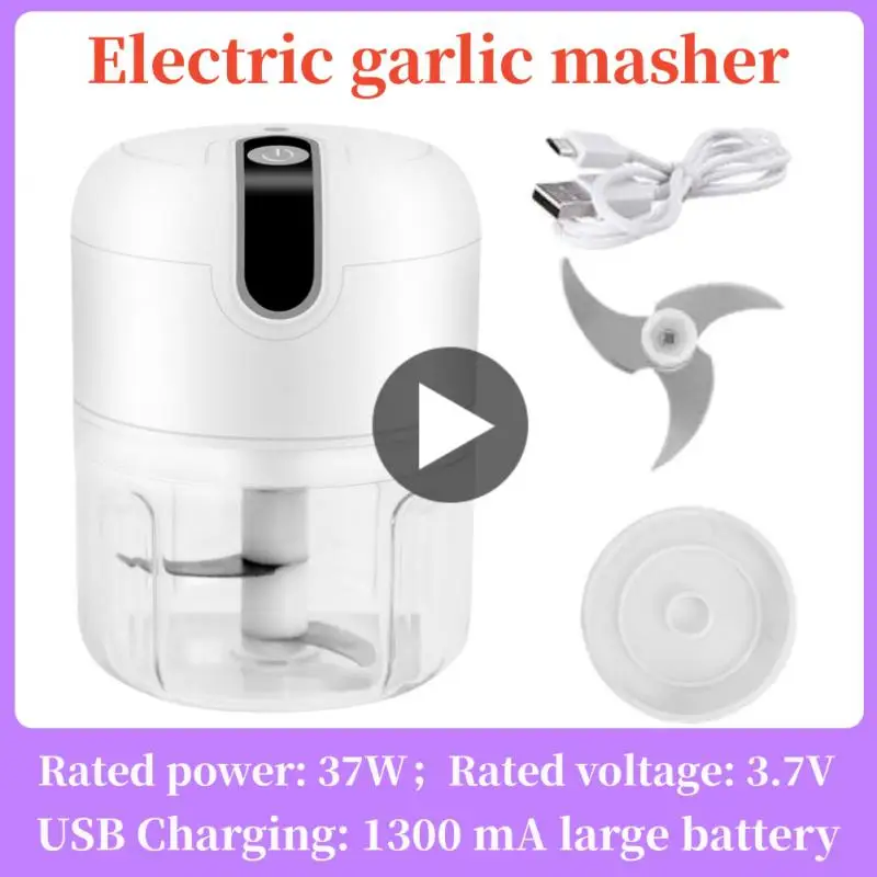 100/250mL Mini Electric Garlic Masher Chopper Cutter Ginger Masher Machine for Kitchen Food Crusher Chili Vegetable USB Charging