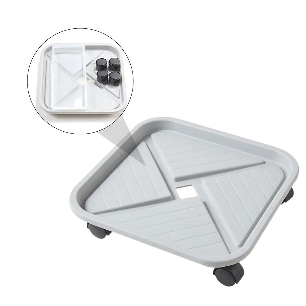 Heavy Duty Thick Plastic Plant Pots Tray Square Grid Base with Rolling Wheels Storage Drawer for Potted Plants Flowerpot Rack