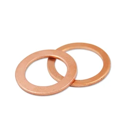 Copper gasket M6 M8 M9 M10 M12 M14 M16 M18 M20 thickness 1mm/1.5mm/2mm copper marine gasket Crush Washer Flat Seal Ring Fitting
