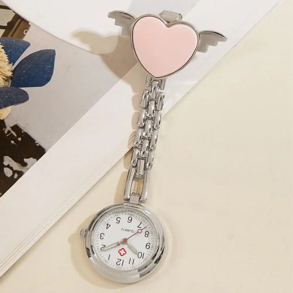 Cute Wings Women Candy Color Quartz Love Chest Watch Doctor Pocket Watches Hanging Watch Nurse Clip Watches