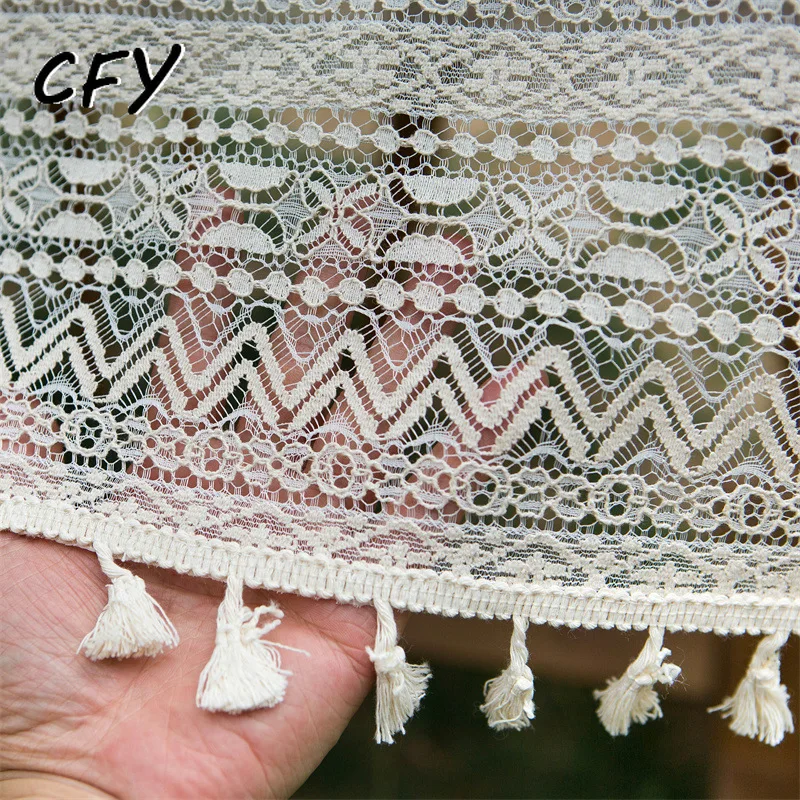 

Cotton Linen American Hollowed Out Retro Style with Tassel Thick Rectangular Wedding Dining Table Cover Tea Table Cloth