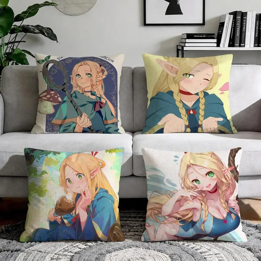 M-Marcille Donato Delicious in Cushion Cover Organic Natural Linen Pillowcase with Double Sided Print for Sofa Home Decor Gift