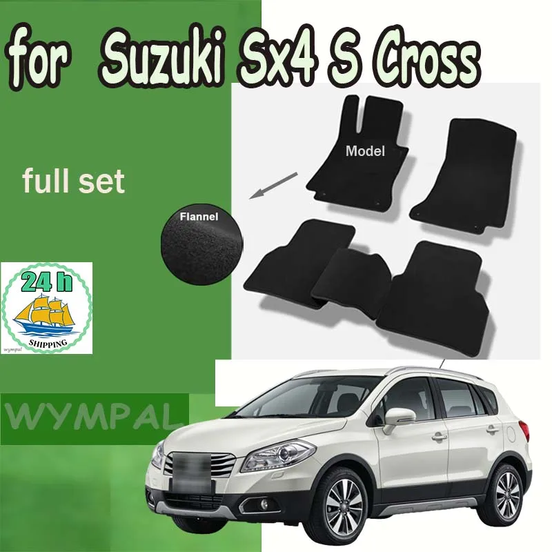 

Фланелевые коврики для пола автомобиля Suzuki SX4 S-Cross 2014~2023, панельные коврики-подставки для ног