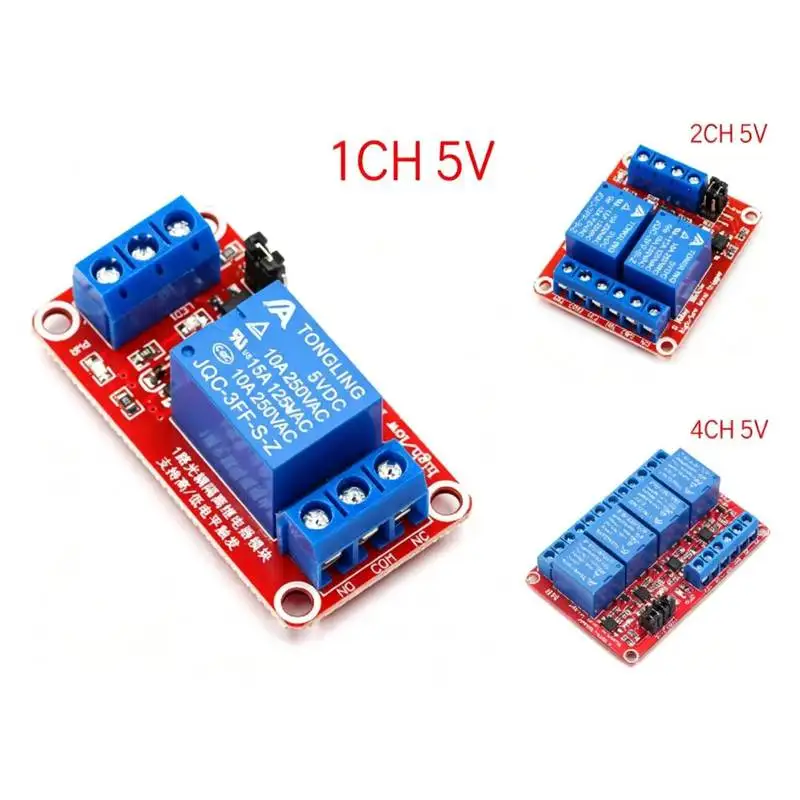 1 2 4 Channel 5V Relay Module Optocoupler Isolation High Low Level Trigger Expansion Board 1PCS/3PCS/5PCS