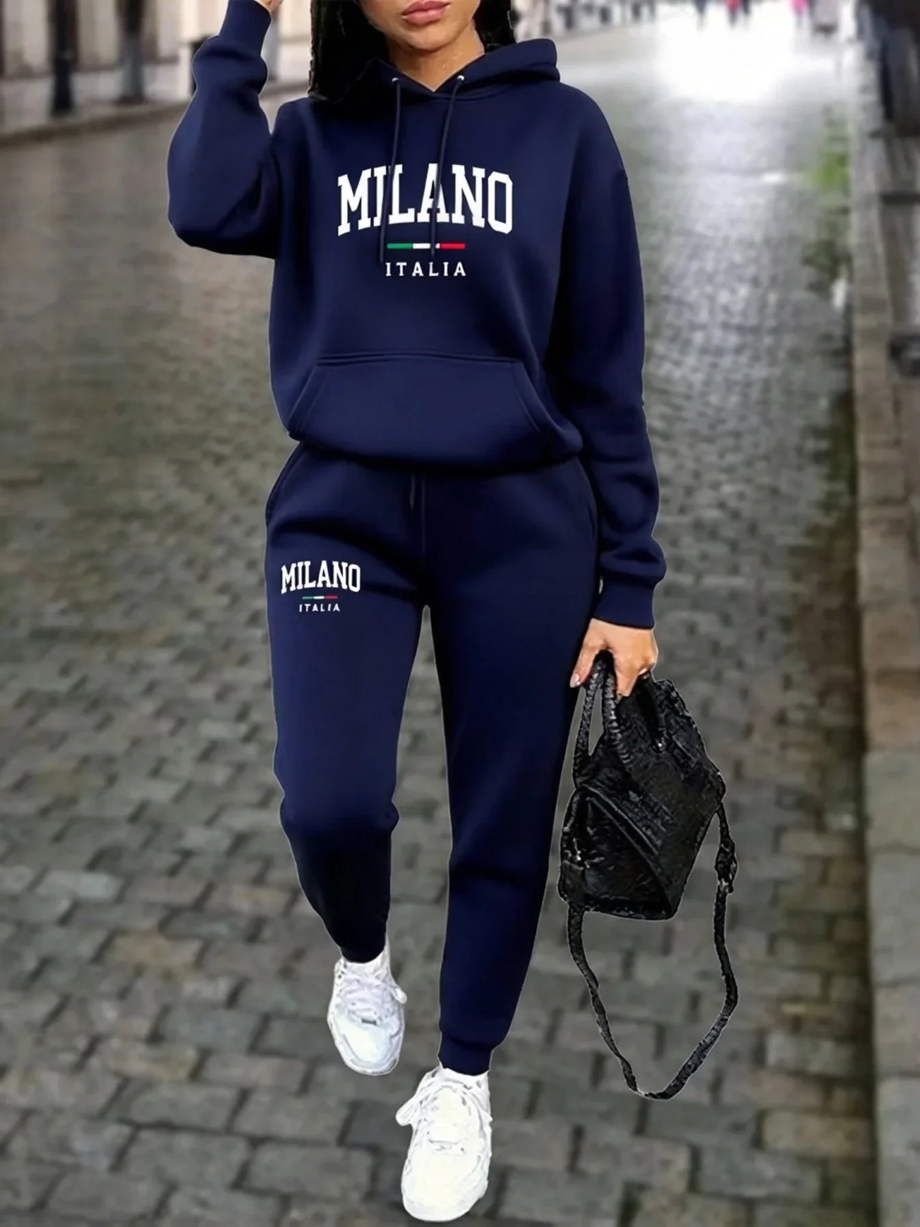 MILANO Pants Sets for Women Clothing High quality Sweatshirt Sweatpant Hoodie Suit 2 Piece Autumn Winter Outfits Woman202627 view 3