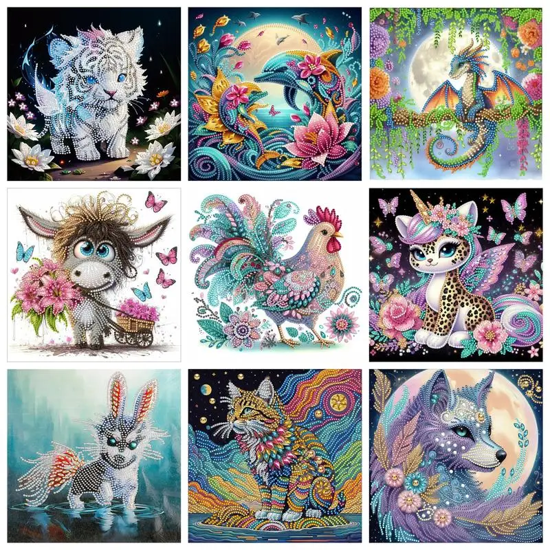 

CHENISTORY 5D DIY Partial Special Shaped Drill Diamond Painting Kit Animal Home Decoration DIY Diamond Painting Decor 30X30CM