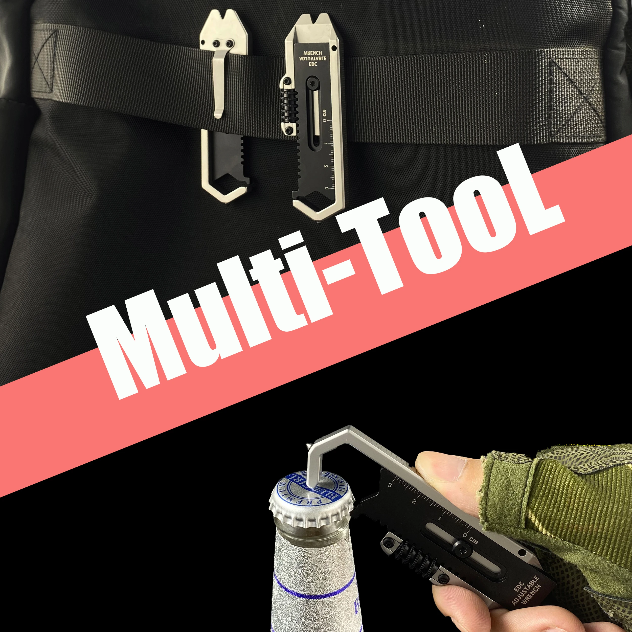 Multifunktionaler Mini-Brecheisen 9-in-1 Multitool Verstellbarer Schraubenschlüssel EDC Messlineal Hebelwerkzeug Taschen-Outdoor-Camping-Werkzeug – Detail 6