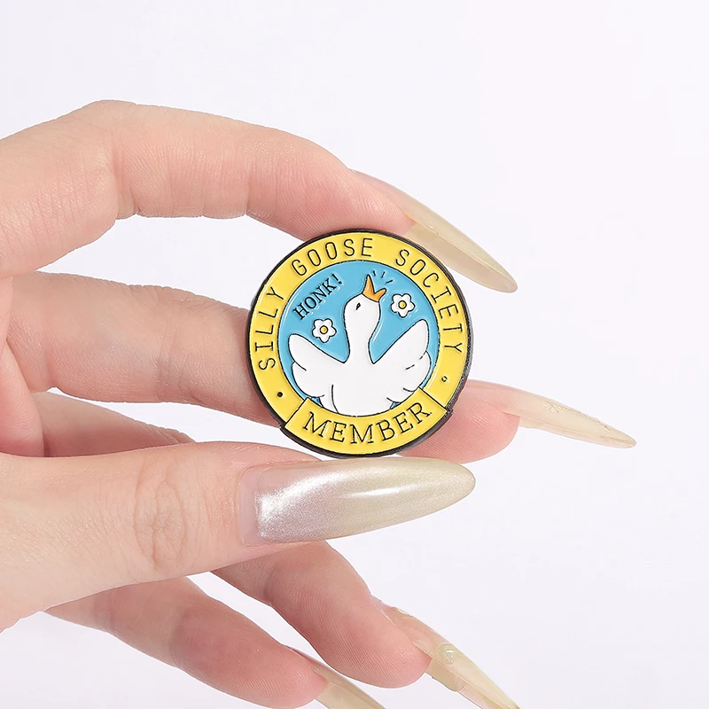 Silly Goose Juice Enamel Pins Honk Serious Goose Brooch Lapel Badge Accessories Cartoon Animal Jewelry Gift for Friends