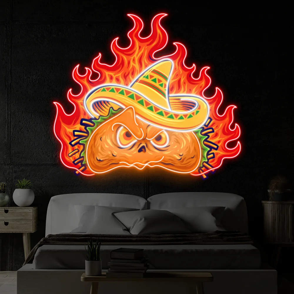 Tacos Neon Sign for Tacos Party Fast Food Coffee Decoration LED Night Light Mexican Tacos Restaurant Decor Custom Neon Sign